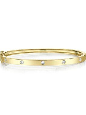 Gold Bangle with Round Diamonds